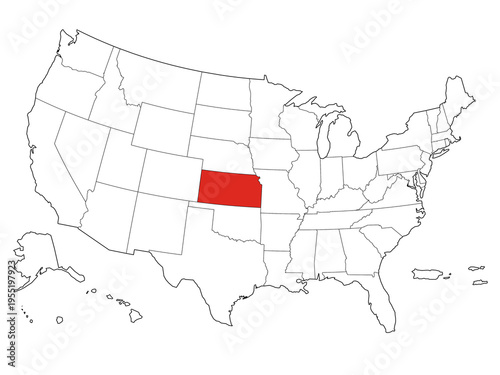 Map USA States Highlight Kansas Outline