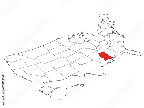 Map USA Isometric States Mississippi Outline