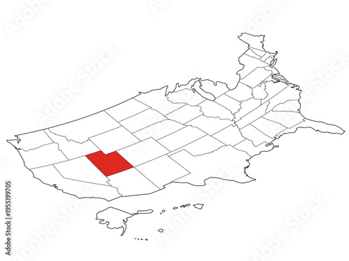 Map USA Isometric States Utah Outline