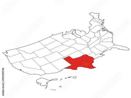 Map USA Isometric States Texas Outline
