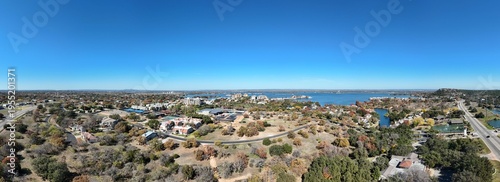 defaAerial scenes of Lake Marble Falls in the central Texas Hill Country