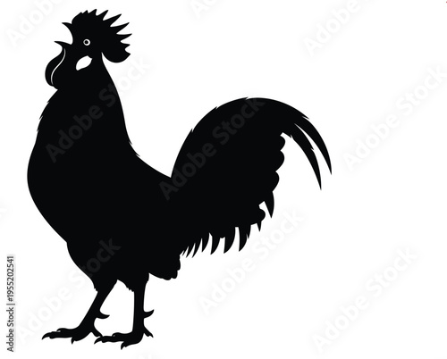 Black rooster silhouette vector