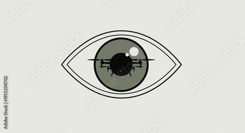 Gray eye with black pupil closeup.