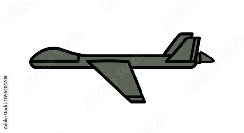 Gray military drone aircraft flying.