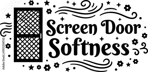 Screen door softness lettering with floral and star ornaments vector art