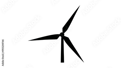 Silhouetted illustration of a wind turbine, capturing renewable energy on a pure white background