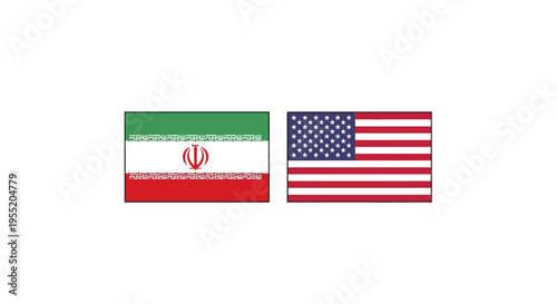 Iran and USA national flags side by side 1.