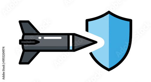 Missile hitting blue shield defense.