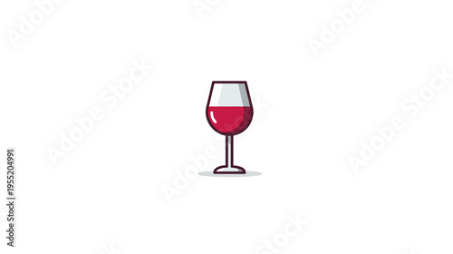Illustration of a stemmed glass filled with red liquid, isolated on a white background
