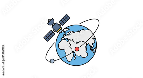 Satellite Orbiting the Earth Globe System.