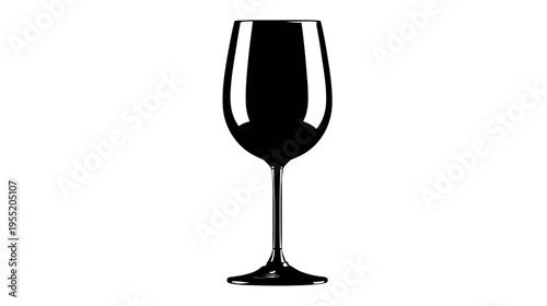A tall, slender champagne flute silhouette, filled with darkness, on a crisp white background