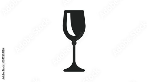 A black, elegant wine glass silhouette against a stark white background