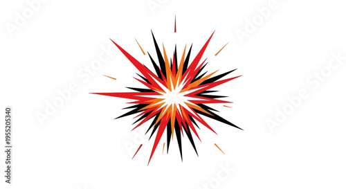 Vibrant Red Orange Black Abstract Burst.