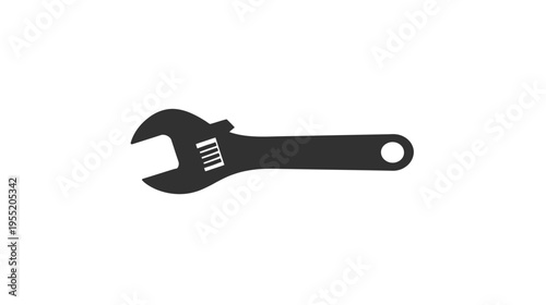 A grayscale illustration depicts an adjustable wrench tool against a plain white background