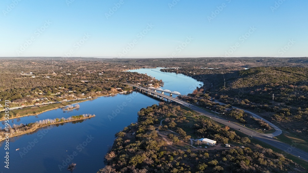 Fototapeta premium Highway 29 Bridge, Buchanan Dam Bridge / Old Colorado River Bridge