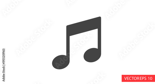 Black Musical Note Icon Symbol.