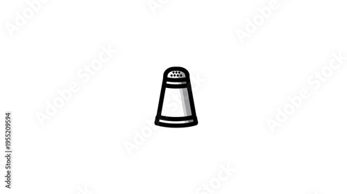 A simple, cartoon illustration of a salt shaker on a white background, with black outlines