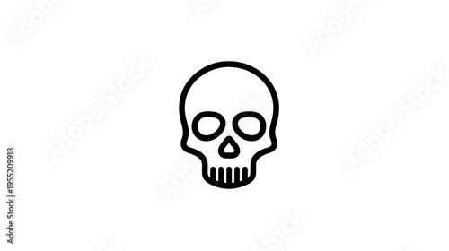 A simplified illustration of a human skull, featuring a black outline on a white background