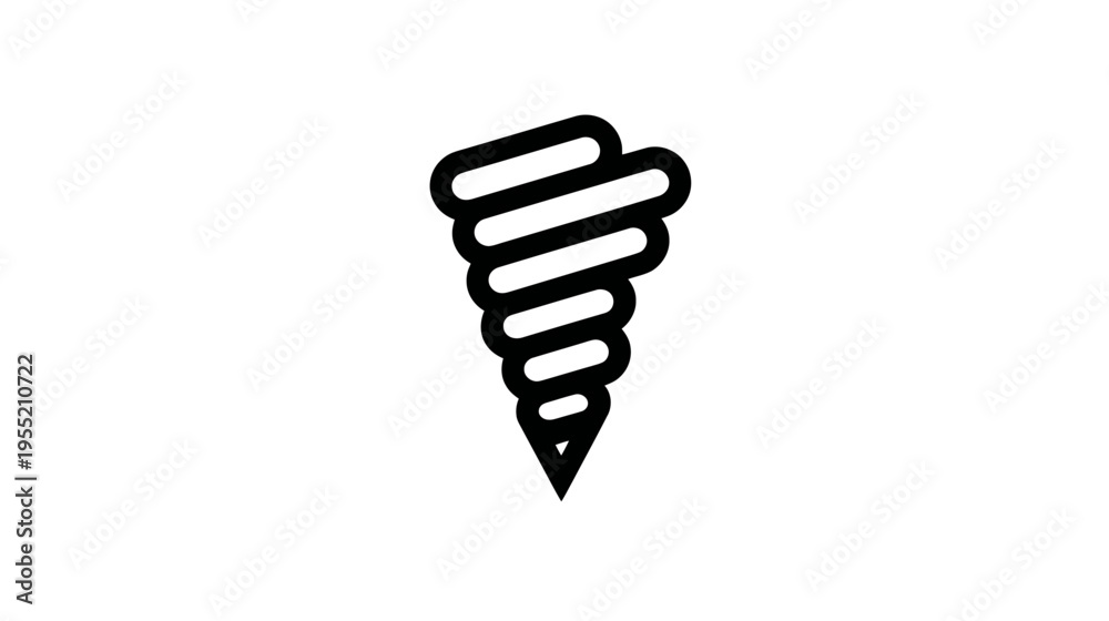 Fototapeta premium A simple black line art representation of a tornado, against a white background