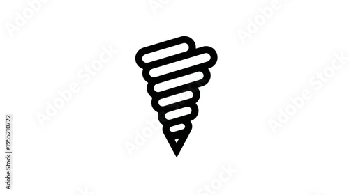 A simple black line art representation of a tornado, against a white background
