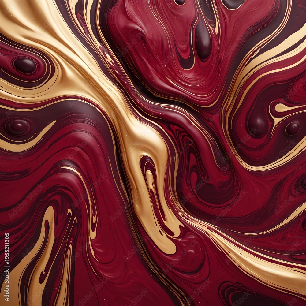 Obraz premium Abstract burgundy and gold fluid art background, rich luxury swirl texture