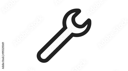 A simple, black line art illustration of a crescent wrench tool used for repairs and adjustments