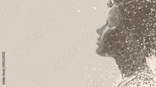 Abstract Human Profile in Wireframe Mesh