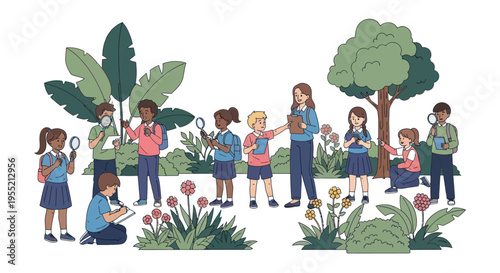 Children in school uniform outdoors together.