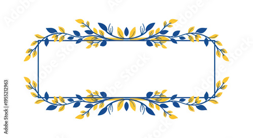 Vibrant floral leaf border design element.