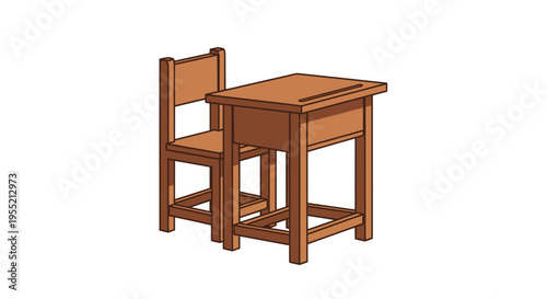 Brown wooden chair and table set.