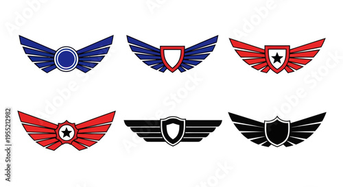 Wings Logos Emblems Shields Symbols.