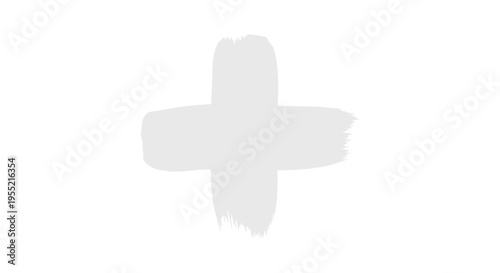 Gray Brush Stroke Plus Symbol on White Background