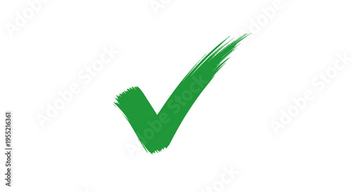 Green Check Mark Brush Stroke, Isolated on White Background, Success Symbol