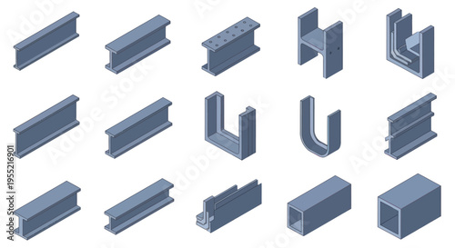 Various metal profiles and sections.