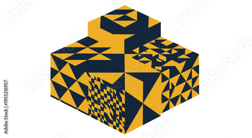 Geometric Patterned Cube Design Object.