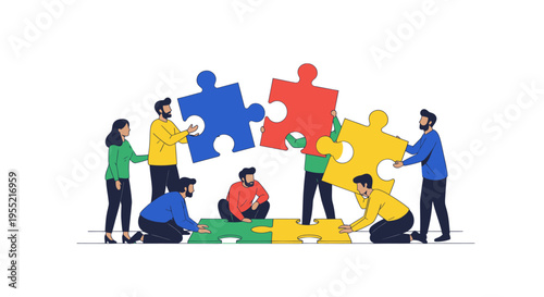 Diverse group of people working together.