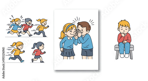 Teenager girl whispering to boy.