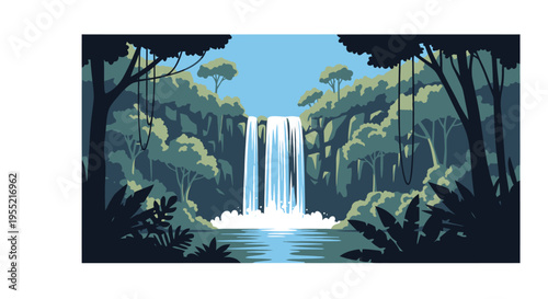 Waterfall in the middle of forest.