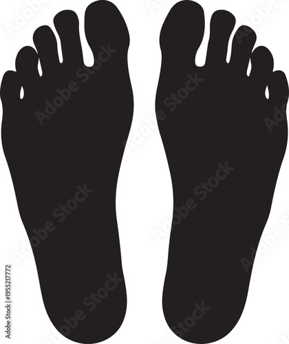 Simple Flat Black Footprint Vector Illustration – Minimal Silhouette Design