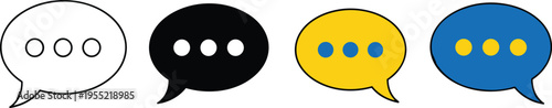 Chat speech bubble with three dots icon set, message loading indicator or typing symbol for interface