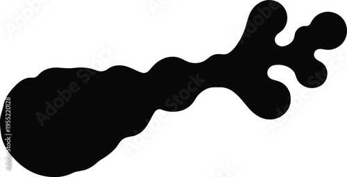 Abstract black ink splash shape, fluid organic blob, amorphous form for design element, science or art background