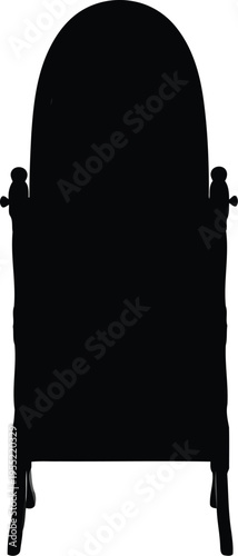 Full length mirror silhouette vintage frame ornate decor interior dressing room antique bedroom furniture vector art