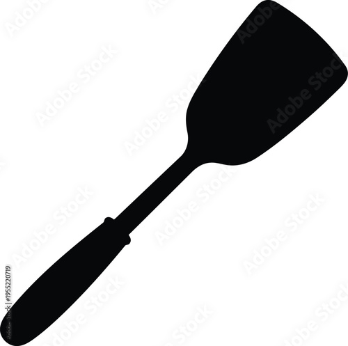 Black silhouette kitchen spatula on transparent background vector illustration for cooking and food preparation tools