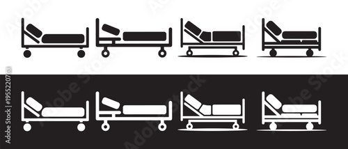 Hospital Bed Set Icons and Flat Design Elements, Vector Illustration.