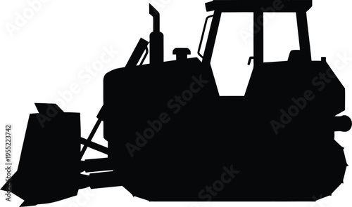 Heavy duty bulldozer construction vehicle earthmover machinery silhouette