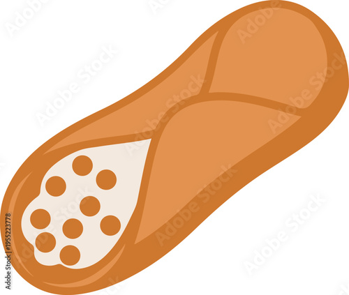 Delicious traditional italian cannoli dessert filled with sweet ricotta cheese and candied fruit vector illustration