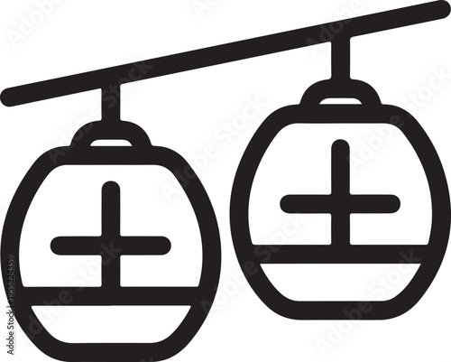 Gondola lift cabins icon vector illustration for cable car transport design element ski resort aerial tramway graphic