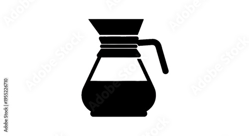 Vector illustration of black silhouette icon of a glass coffee carafe or decanter