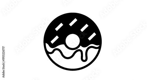 Vector illustration of donut icon with sprinkles and icing glaze