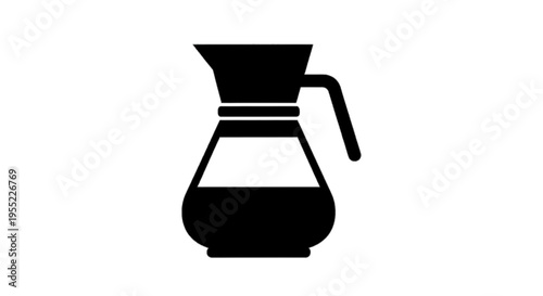 Vector illustration of black silhouette icon of a coffee carafe or glass pitcher
